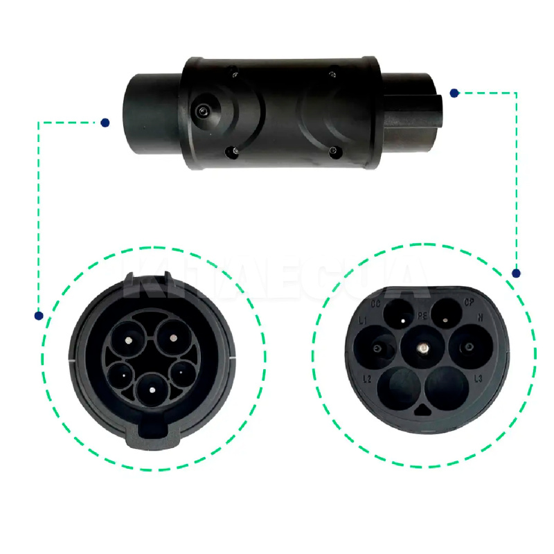 Переходник 7.4 кВт 32А 1-фаза Type 1 (станция) - GB/T AC (китайское авто) UACHARGER (A-C-AD-1-3)