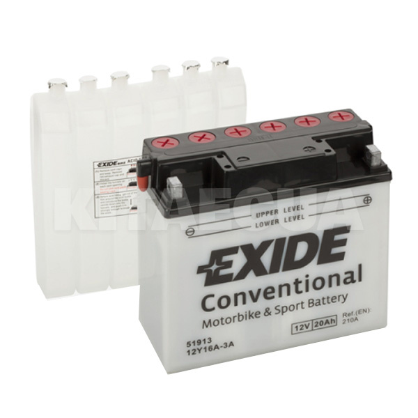 Мото аккумулятор Conventional 20Ач 210А "+" справа EXIDE (12Y16A-3A)