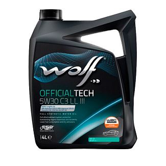 Масло моторное синтетическое 4л 5W-30 Officialtech C3 LL III WOLF