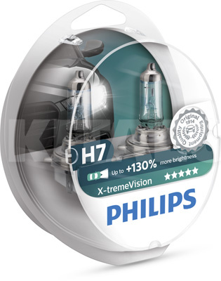 Галогеновая лампа H7 12V 55W X-TremeVision +130% (компл.) PHILIPS (PS 12972XV+S2)