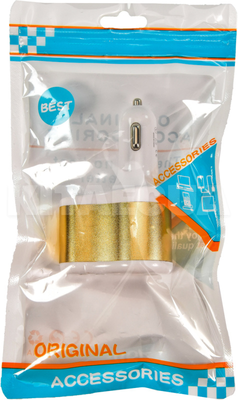 Автомобільний зарядний пристрій 2 USB 2.1 A розгалужувач Gold / White CC-303 XoKo (CC-303-GDWH-XoKo) - 7