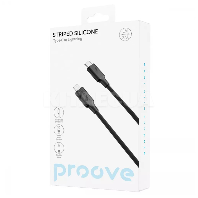 Кабель Type-C Lightning 3А 1м Striped Silicone белый PROOVE (577240003) - 3