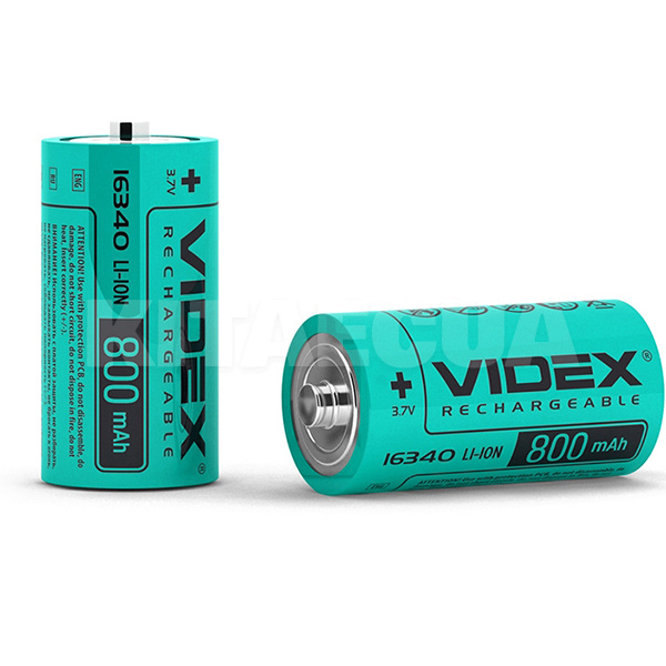 Акумулятор 800 mAh циліндрична літій-іонна 3,7 У 16340 (1 шт.) VIDEX (16340/800/1B)