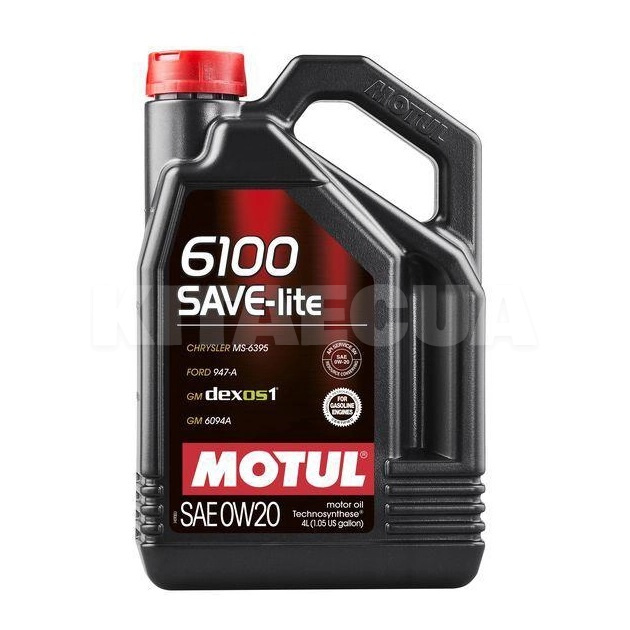 Моторное масло синтетическое 4л 0W-20 6100 Save-lite MOTUL (6100 SAVE-LITE 0W20 4L)