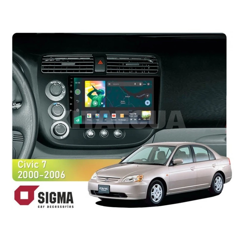 Штатна магнітола X9464 4+64 ГБ 9" Honda Civic 7 2000-2006 SIGMA4car (33392)