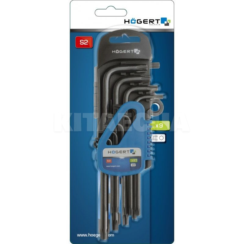 Набор ключей TORX Г-образных удлиненных Т10-Т50 9 предметов HOGERT (HT1W816) - 2