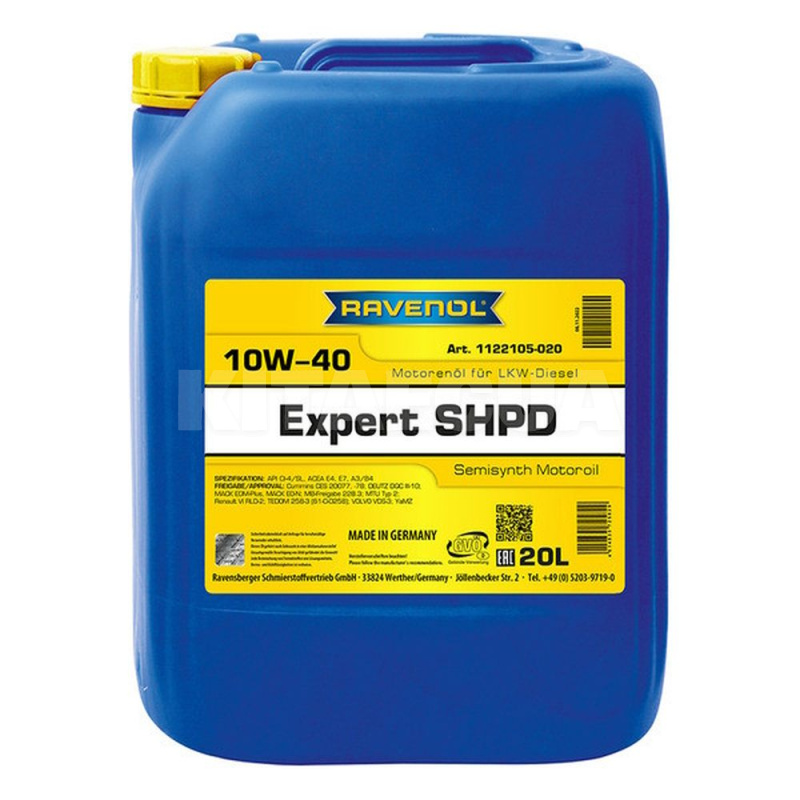 Масло моторное полусинтетическое 20л 10w-40 expt shpd RAVENOL (RAV EXPT SHPD 10W40)