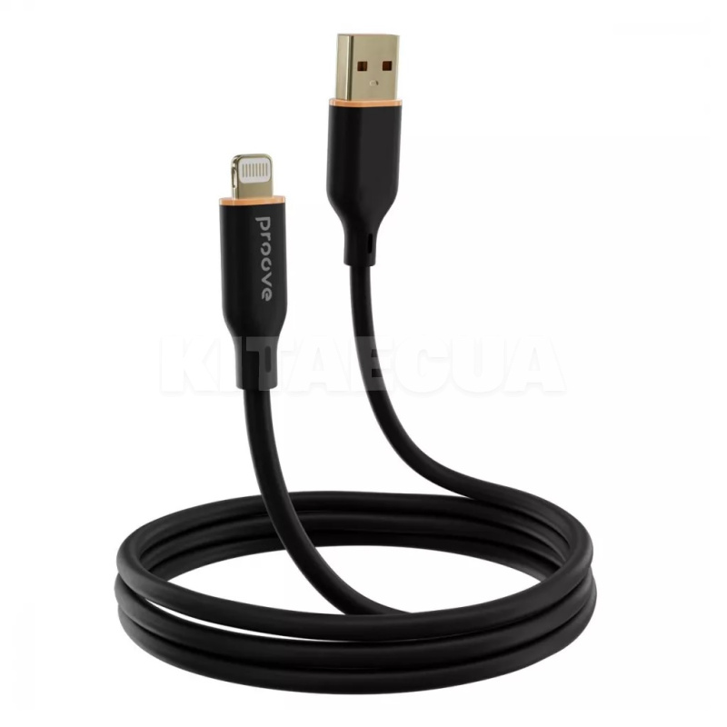 Кабель USB Lightning 2.4A 1м Jelly Silicone чорний PROOVE (491980001) - 2