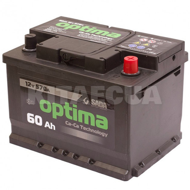 Аккумулятор 60Ач Euro (T1) 242x175x190 с обратной полярностью SADA (6СТ-60Аз-R Optima) - 2