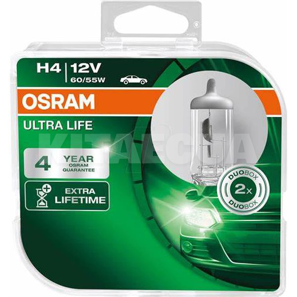 Галогенные лампы H4 55W 12V Ultra Life комплект Osram (OS 64193 ULT DUOBOX)