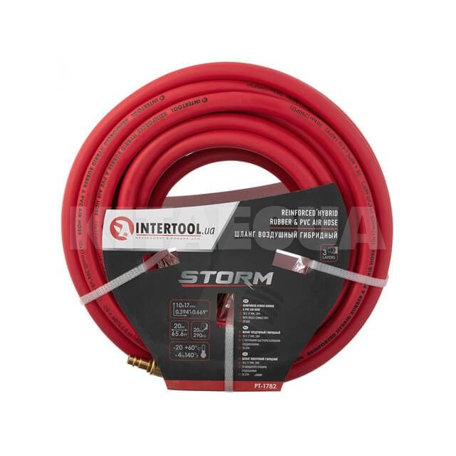 Шланг воздушный 20м 10х17мм 20 бар армированный гибридный STORM Intertool (PT-1782)