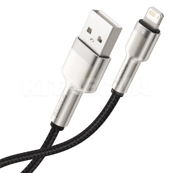 Кабель USB Lightning 2.4A Cafule Metal Lightning 1м чорний BASEUS (CALJK-A01) - 6