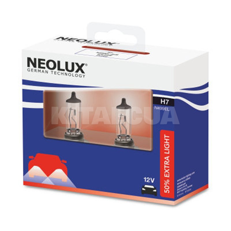 Галогенные лампы H7 55W 12V Extra Light +50% комплект NEOLUX (NE N499EL-SCB)