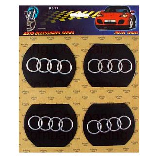 Наклейка на колпаки D90 мм "Audi" черные 4шт. KING COMPANY