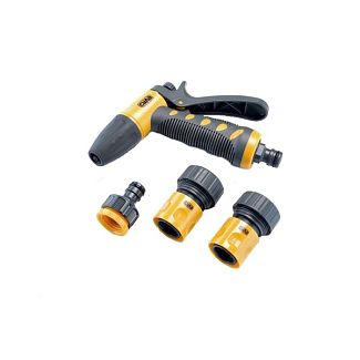 Набір для шлангу (пістолет-розпилювач, конектор 3/4", аквастоп 3/4", адаптер 1/2"+3/4") СИЛА