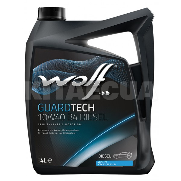 Масло моторное полусинтетическое 4л 10W-40 Guardtech B4 Diesel WOLF (8303715)