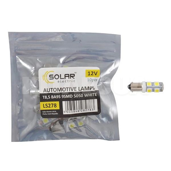 LED лампа для авто BA9s 12V (комплект) 10шт. Solar (LS278_P)