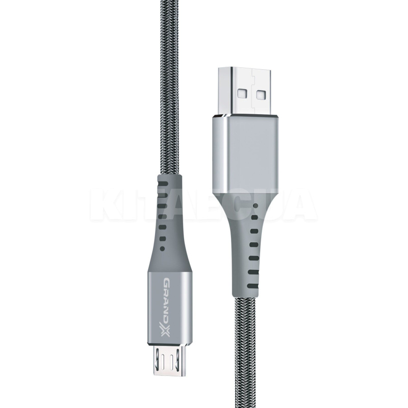 Кабель USB - microUSB 3A 1.2м серый Grand-X (FM-12G)