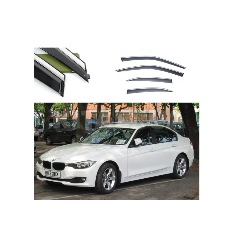Дефлектори вікон (Вітровики) молдинг із нержавіючої сталі 3D на BMW 3 (2012-2019) 4 шт. FLY (BBMW31523-W/S)