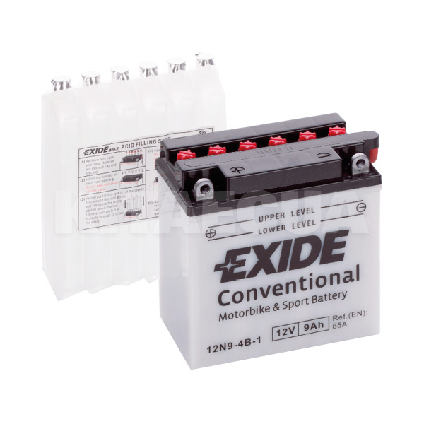Мото акумулятор 9Ач 85А "+" зліва EXIDE (12N9-4B-1)