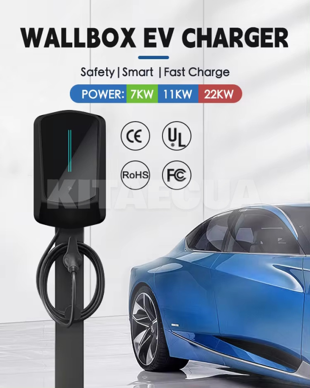 Зарядка для электромобиля GB/T AC 7.4 кВт 32А 1-фаза Wall Station Q6 REDAUTO (R6-7-GBT) - 2