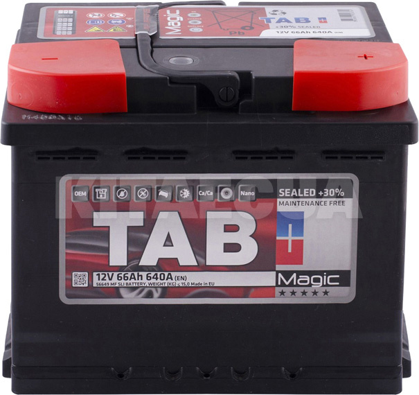 Аккумулятор автомобильный 66Ач 640А "+" справа TAB (TAB MAGIC 66)