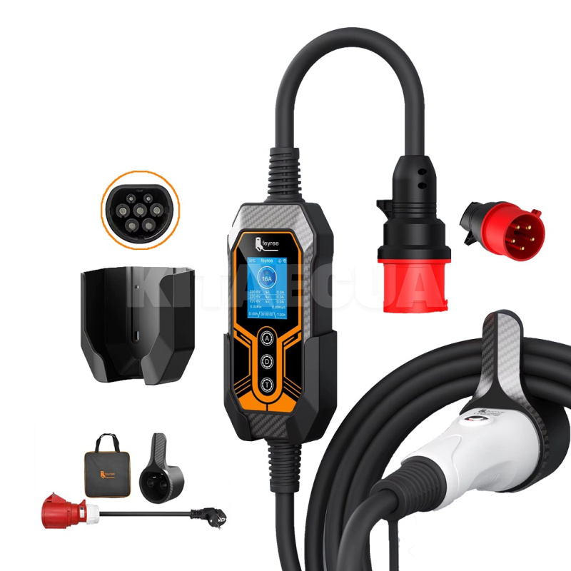 Зарядка для электромобиля Type 2 11 KW 16A 3-фазы Lion EV Wi-Fi FEYREE (FY11-16-3PH-TP2-K9)