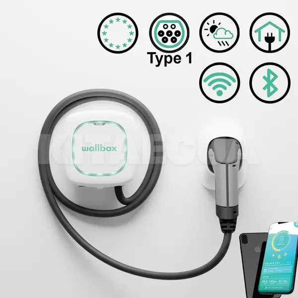 Зарядка для електромобіля Type 1 7.4 кВт 32A 1-фаза Pulsar Plus біла Wallbox (PLP1-0-1-2-9-001)