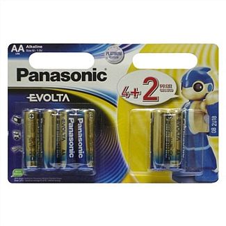 Батарейки цилиндрические AA 1,5В (4+2шт) EVOLTA PANASONIC