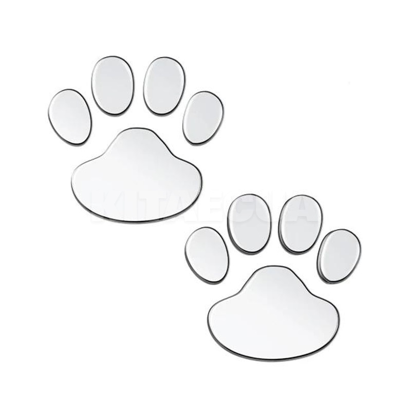 3D-наклейка "Отпечаток лапы" серебристая 2 шт. (Set-3D-Foot-Prints-Silver)