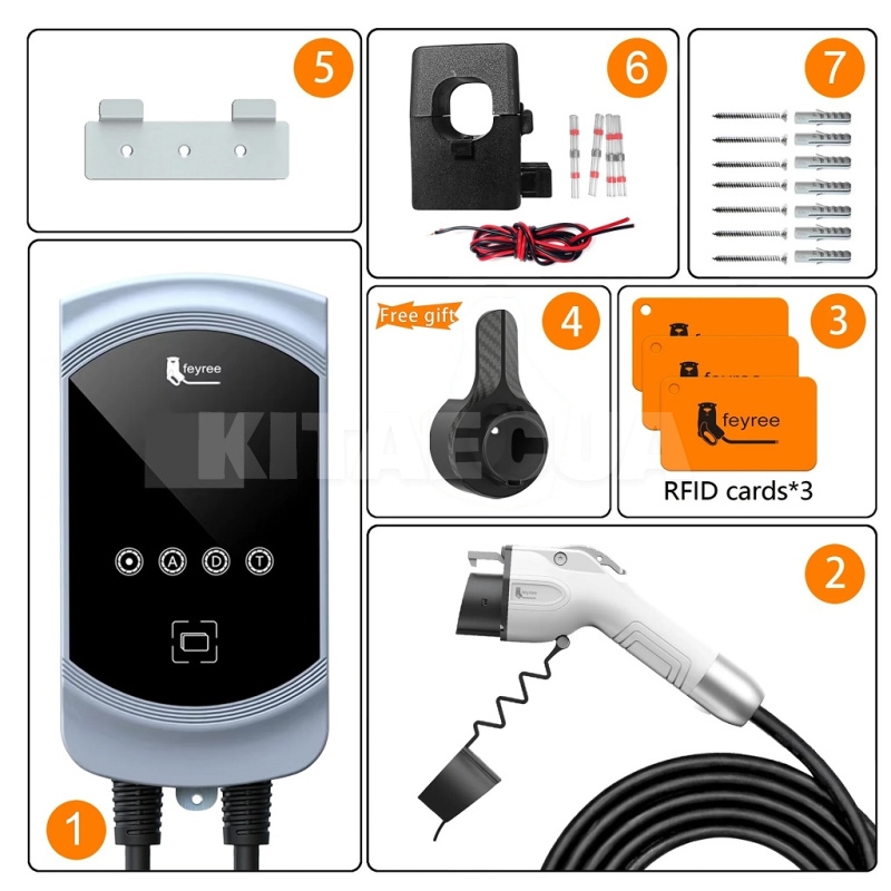 Зарядка для электромобиля Gemini Wi-Fi 7.4 кВт Type 1 32А 1-фаза FEYREE (FY7-32-1PH-T1-CS-GEM-DLB) - 2