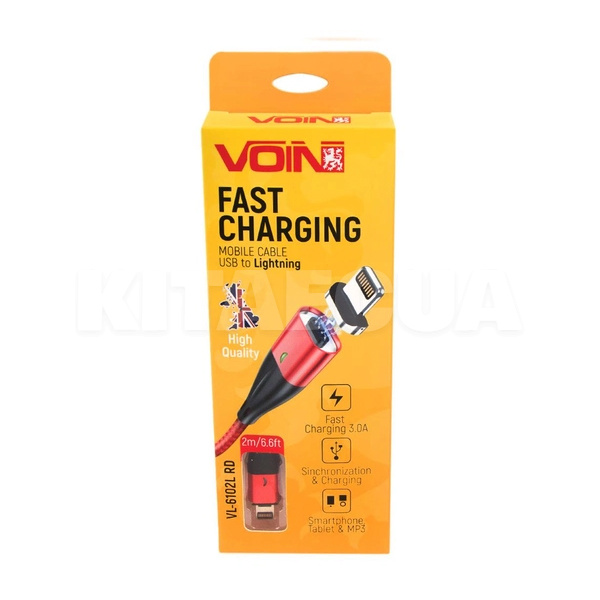 Кабель USB - Lightning 3А VL-6102L 2м красный VOIN (VL-6102L RD) - 2