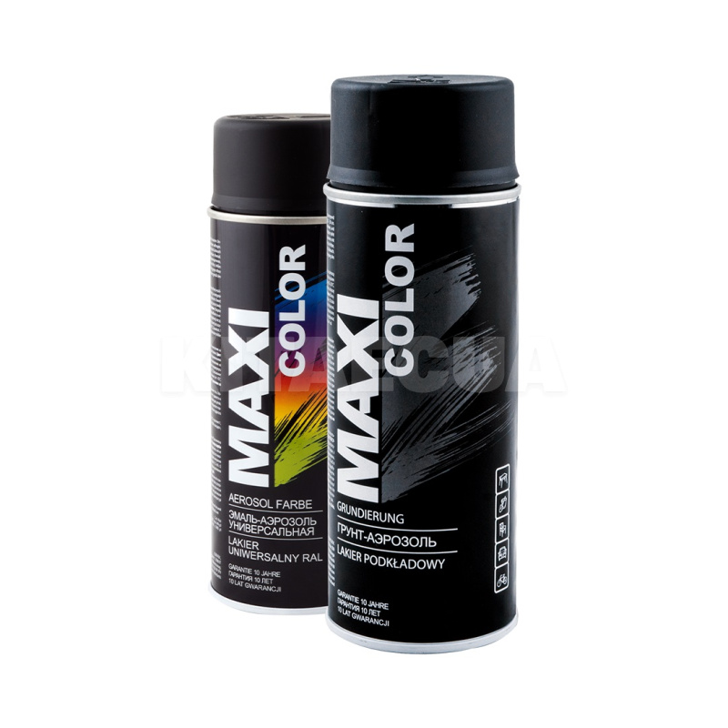 Набор грунт 400мл черный и эмаль 400мл черная глянцевая MAXI COLOR (MX9005PG-MAXI COLOR)
