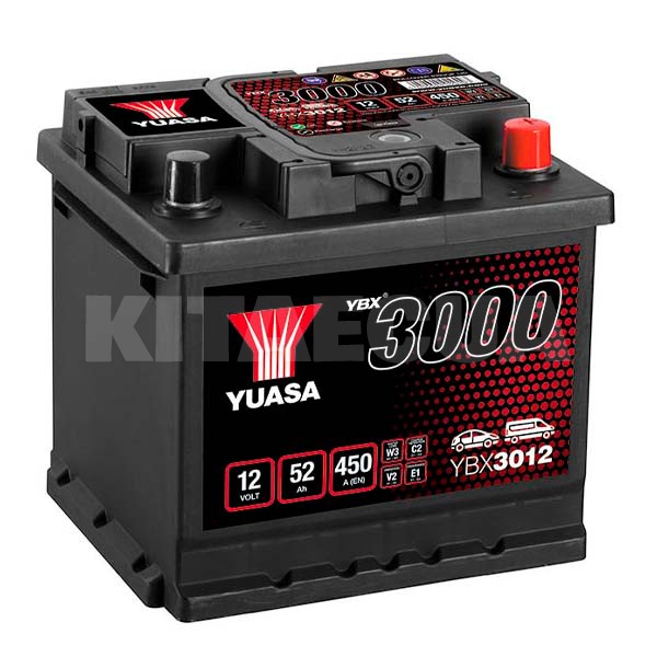 Аккумулятор автомобильный 52Ач 420А "+" справа Yuasa (YBX3012)
