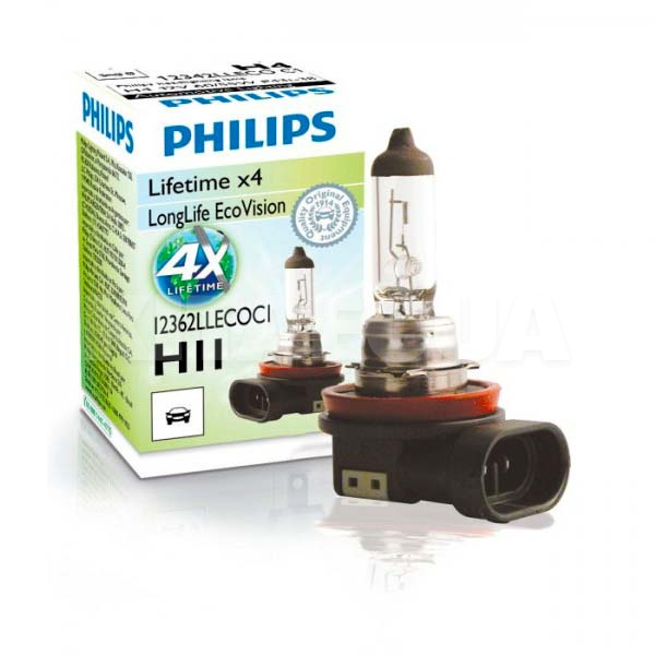 Галогенна лампа H11 55W 12V LongLife PHILIPS (12362LLECOC1)