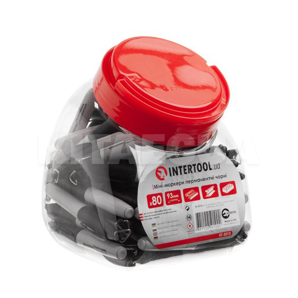 Міні-маркери перманентні чорні 93 мм 80 шт Intertool (KT-5010)