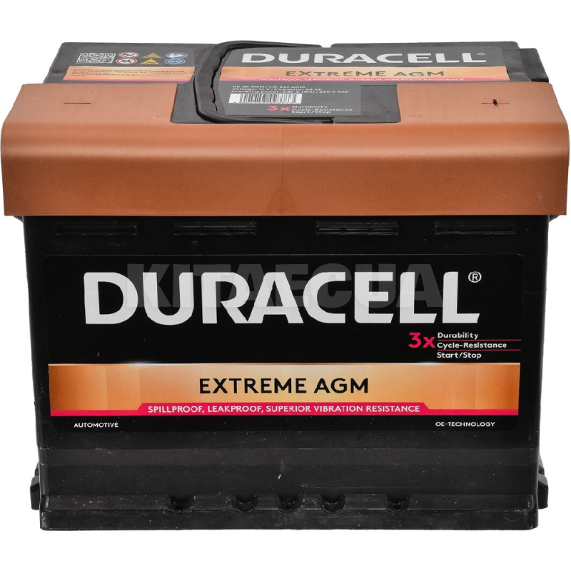 Аккумулятор автомобильный Extreme AGM 60Ач 640А "+" справа DURACELL (DE60AGM)