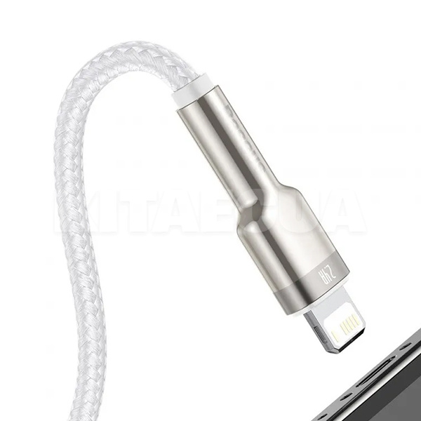 Кабель USB - Lightning 2.4А Cafule Metal Lightning 2м белый BASEUS (CALJK-B02) - 2