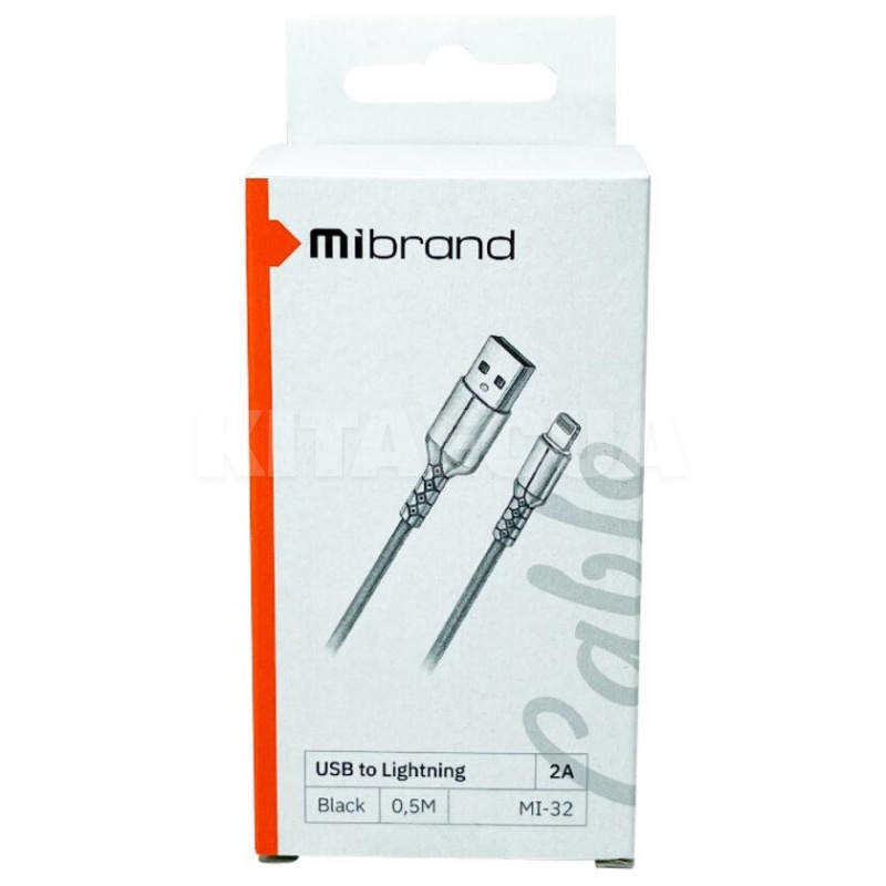 Кабель USB - Lightning 2A MI-32 0.5м черный Mibrand (MIDC/3205LB) - 2