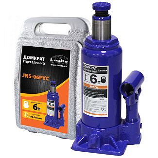 Домкрат гидравлический бутылочный до 6т (200мм-385мм) пластиковый кейс LAVITA