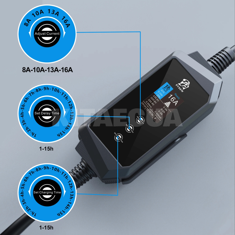 Зарядка для электромобиля 11 кВт 16A 3-фазы Type 2 (европейское авто) Wi-Fi EVSOW (EV11-16-3PH-TP2-WF) - 6