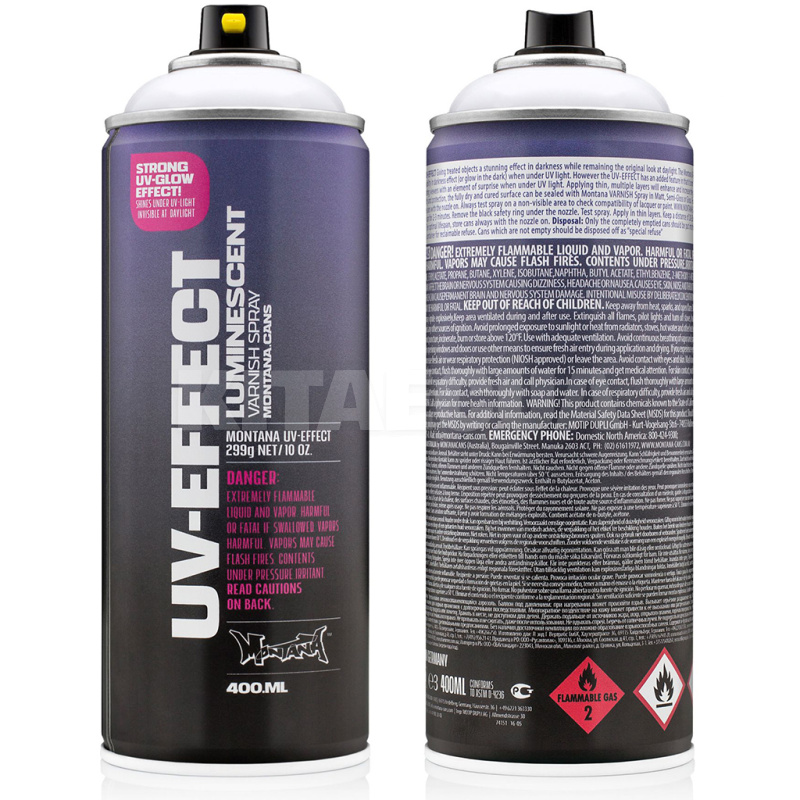 Краска декоративная флуоресцентная 400мл UV1000 прозрачная полуматовая Gold UV-EFFECT Transparent MONTANA (449826-MONTANA)