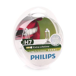 Галогенные лампы H7 55W 12V LongLife EcoVision комплект PHILIPS