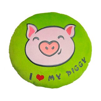 Подушка в машину декоративна "I love my piggy" зелена Tigres