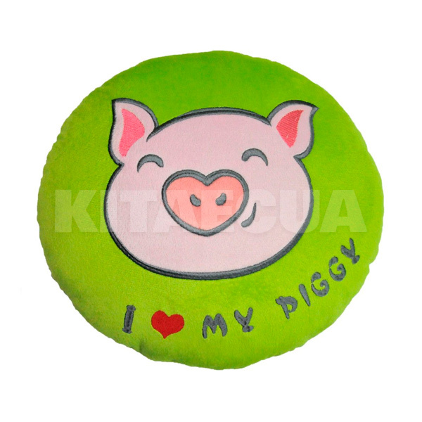 Подушка в машину декоративная "I love my piggy" зеленая Tigres (ПД-0253)