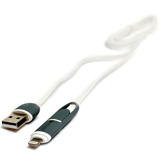 Кабель USB - microUSB/Lightning 2A 2в1 1м белый PowerPlant