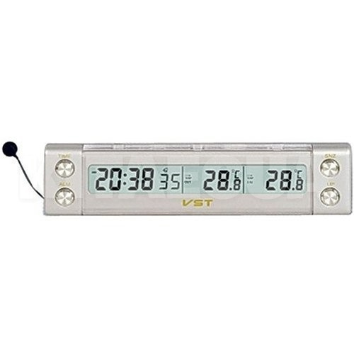 Автомобільний годинник універсальний з внутрішнім та зовнішнім термометром VST (VST-7036)