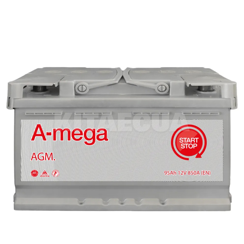 Аккумулятор автомобильный 95Ач 850А "+" справа A-Mega (6СТ-95-А3-AGM-(EU)-()
