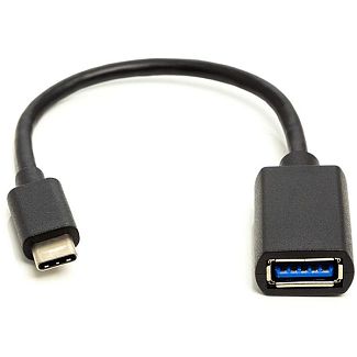 Кабель USB AF - Type-C 0.1м чорний PowerPlant