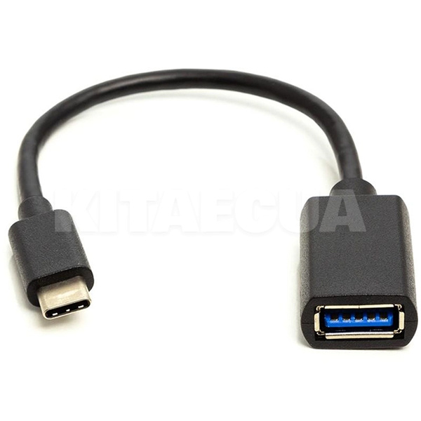 Кабель USB AF - Type-C 0.1м чорний PowerPlant (CA911837)